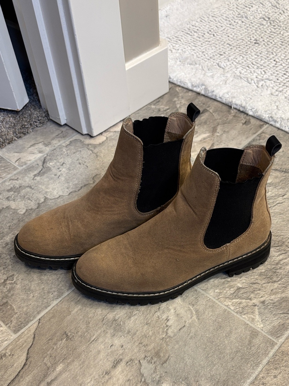 Brown Chelsea Boots with Black Elastic Panels